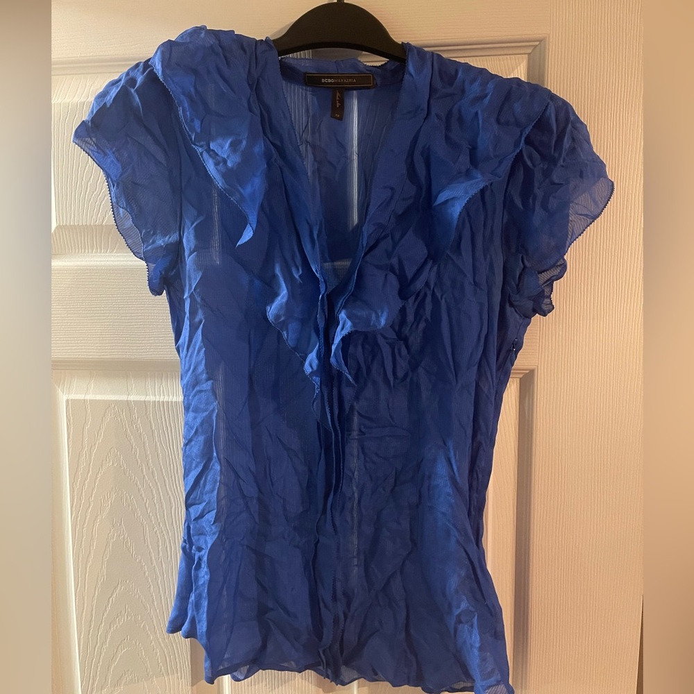 BCBG XS short sleeve blouse sheer